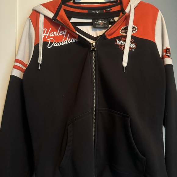 Harley Davidson Black and Orange Hoodie - Picture 1 of 5
